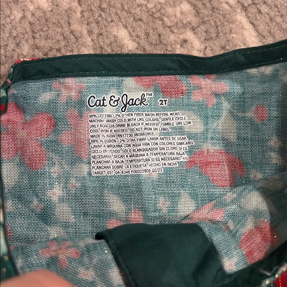 Cat & Jack Floral Dress with Teal and Pink - Picture 2 of 2